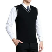 ASFGIMUJ Mens Fashion Casual Jacquard V Neck Bottomed Plaid Shirt Sleeveless Sweater Vest Mens Designer Clothes
