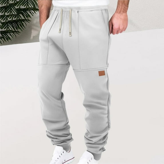 Mens Fashion Casual Jogger Pants, Comfy Sports Sweatpants with Elastic Waist, Solid Long Pants for Lounge, Travel, Outdoor, Workout and Daily Casual Outfits