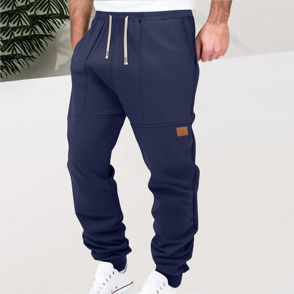 Mens Fashion Casual Jogger Pants, Comfy Sports Sweatpants with Elastic Waist, Solid Long Pants for Lounge, Travel, Outdoor, Workout and Daily Casual Outfits