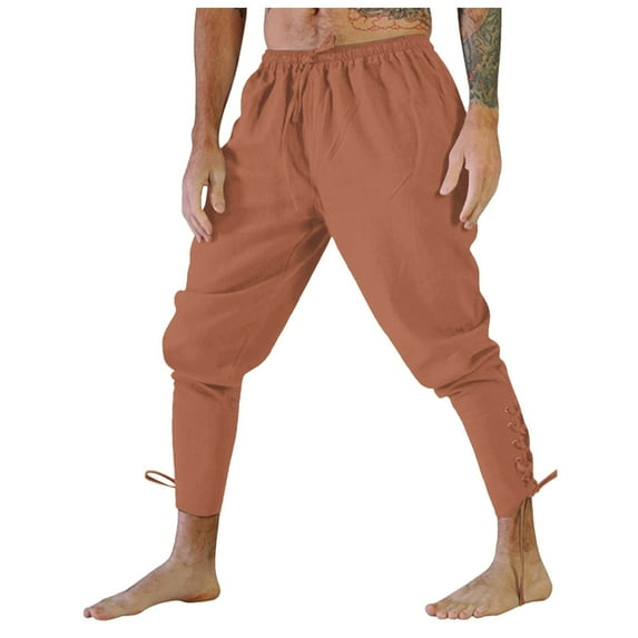 Mens Fashion Casual Loose Fit Retro Ankle Strap Lace Up Leggings Comfortable Trousers for Everyday Wear Pants Mens Fashion Joggers Sports Pants Trousers Mens Long Pants