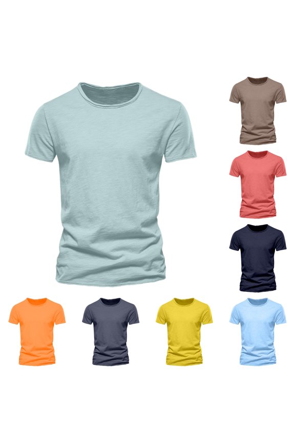 Mens Fashion Casual Solid Color Cot Ton O Neck Short Sleeve T Shirt Top Mens Shirts Large Rub Some Dirt on It Shirt Men Medium Shirts Long Sleeves for Men Men Tee Tops T Shirts for Men Loose