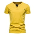 thumbnail image 1 of ASFGIMUJ Mens Fashion Casual Solid Color Cotton V Neck Pocket Button Short Sleeve T Shirt Top, 1 of 3