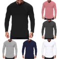thumbnail image 1 of Mens Fashion Casual Sports Fitness Outdoor Curved Solid Round Neck Long Sleeve T Shirt Top Comfy Tee Tshirts for Men, 1 of 5