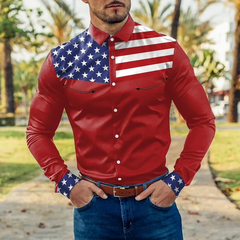 American flag collared shirt on sale