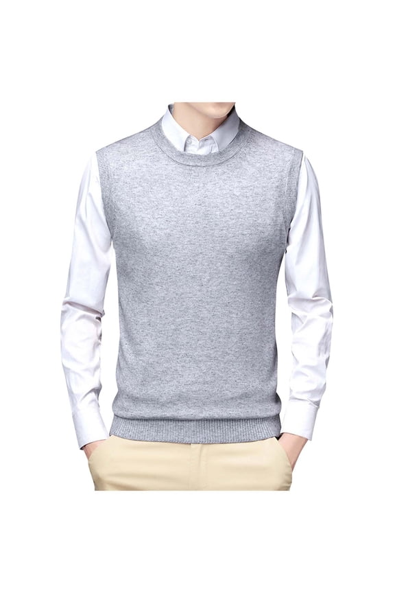 Mens Fashion Casual Vest Jacquard Bottomed Plaid Shirt Sleeveless Men's Sweater Vest