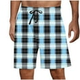 thumbnail image 1 of Mens Fashion Checkered Printing Shorts Elastic Waist Drawstring Shorts Summer Vacation Beach Shorts, 1 of 4