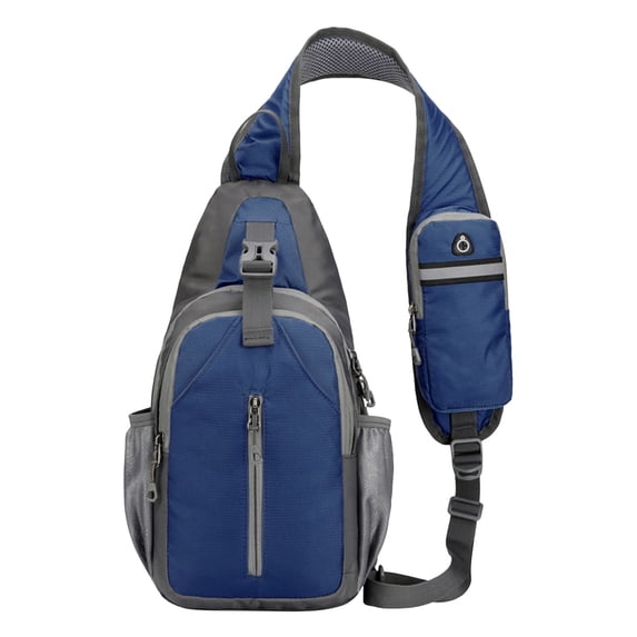 Mens Fashion Chest Sling Bag, Nylon Waterproof Sports Pack, Multi Compartment Storage, Reflective Night Safety Strip, Hands Free Crossbody Design, Student Casual Outdoor Shoulder Bag