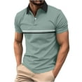 thumbnail image 1 of Mens Fashion Color Block Shirts Casual Short Sleeve T Shirt Striped Moisture Wicking Golf Shirts Tops, 1 of 2