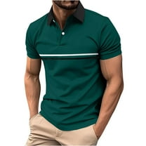 Mens Fashion Color Block Shirts Casual Short Sleeve T Shirt Striped Moisture Wicking Golf Shirts Tops