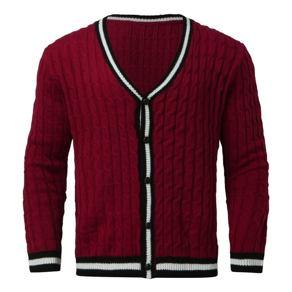 Mens Fashion Color Matching Cardigan Sweater