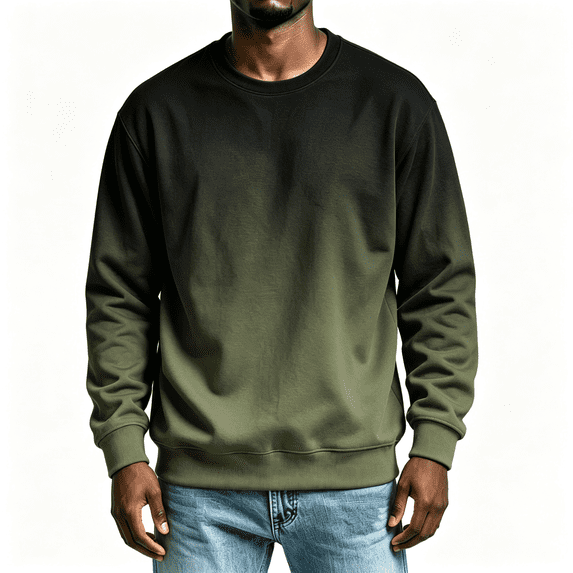 Mens Fashion Gradient Sweatshirt Long Sleeve Crewneck Loose Casual Pullover Tops Army Green XL