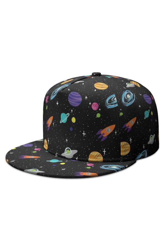 Mens Fashion Hat - Nebula Cosmic Sci-fi Lovers Space Geek Star Moon Sun Rocket Full Panel Cap
