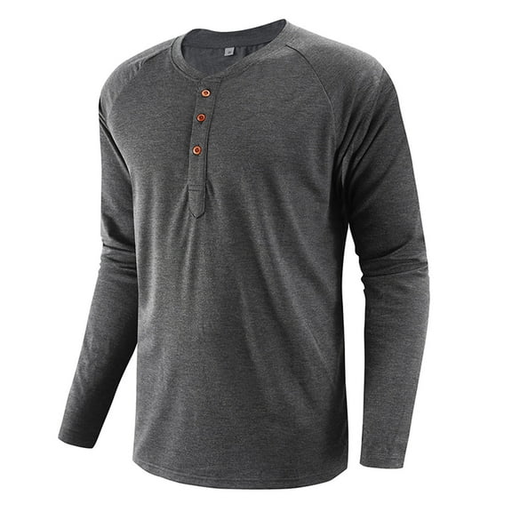 Mens Fashion Henley Shirts Long Sleeve Button Cotton T-Shirt Crewneck Sweatshirts Casual Slim Fit Tops Comfy Basic Shirts Lightweight Pullover Workout Shirt