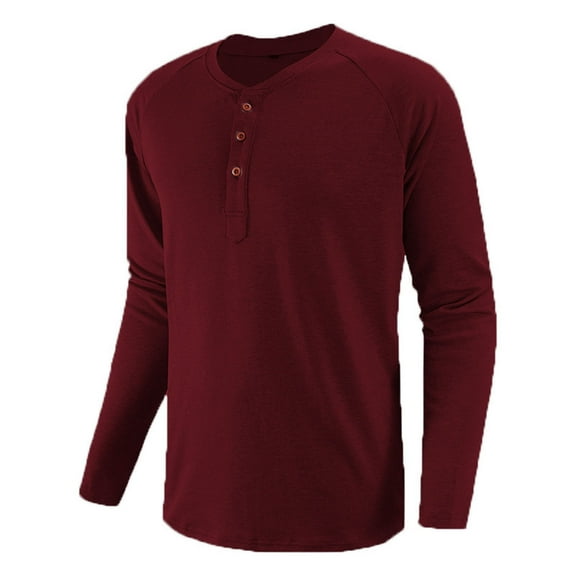 Mens Fashion Henley Shirts Long Sleeve Button Cotton T-Shirt Crewneck Sweatshirts Casual Slim Fit Tops Comfy Basic Shirts Lightweight Pullover Workout Shirt