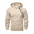 thumbnail image 1 of Mens Fashion Hooded Sweatshirts Side Zipper Casual Long Sleeve Vintage Solid Pullover Hiking Training Sports Hoodies, 1 of 4