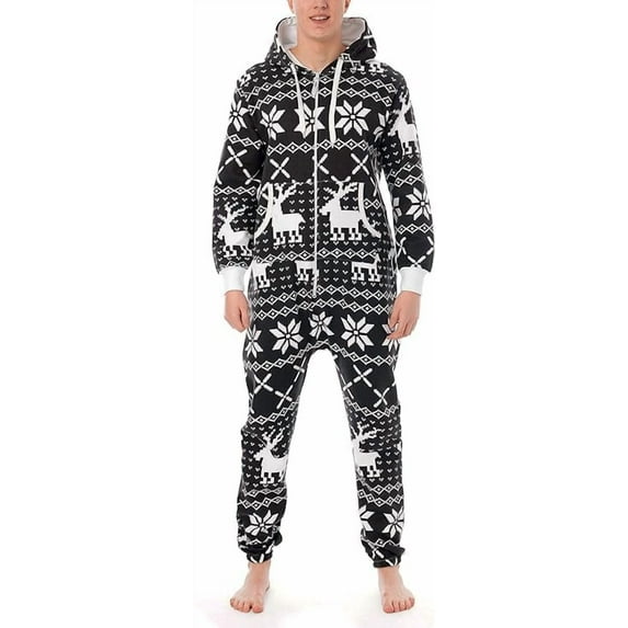 Mens Fashion Jumpsuit Adult One Piece Non Footed Pajamas