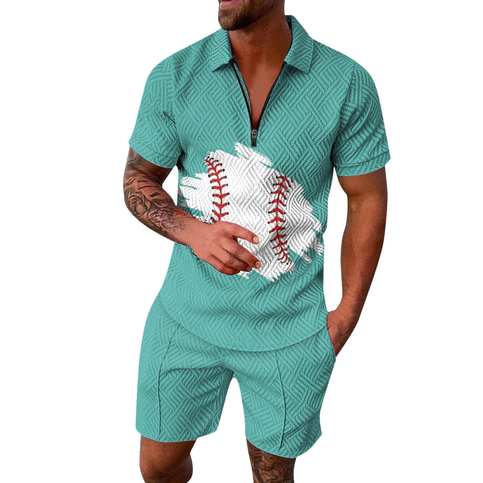 Mens Fashion Leisure Seaside Beach Holiday 3D Digital Printing Zipper