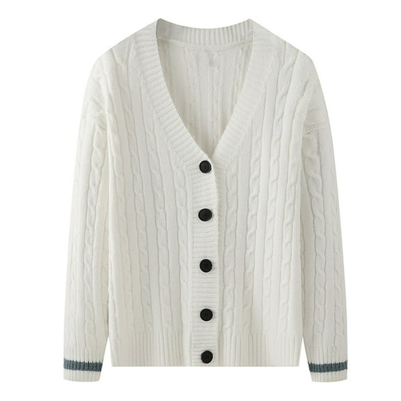 Mens Fashion Leisure Solid Wool Knitting Versatile Long Sleeve Cardigan Coat