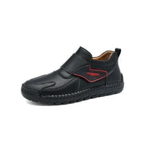 Mens Fashion Loafers Leather Casual Shoes Lightweight Comfortable Walking Shoes Non-slip Soft Driving Shoes Black 7 US