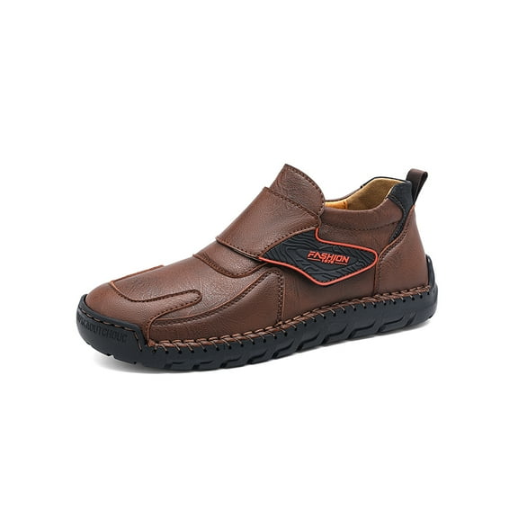 Mens Fashion Loafers Leather Casual Shoes Lightweight Comfortable Walking Shoes Non-slip Soft Driving Shoes Brown 11.5 US