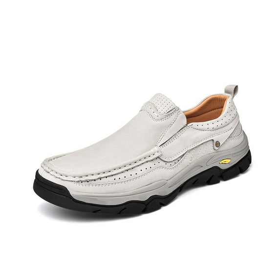 Mens Fashion Loafers Outdoor Casual Hiking Shoes Lightweight Non-slip Driving Shoes Daily Office Shoes White 10.5 US