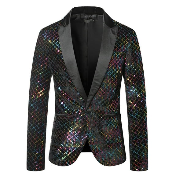 Mens Fashion Performance Suit Long Sleeve Lapel Top Suit Coat Blazer