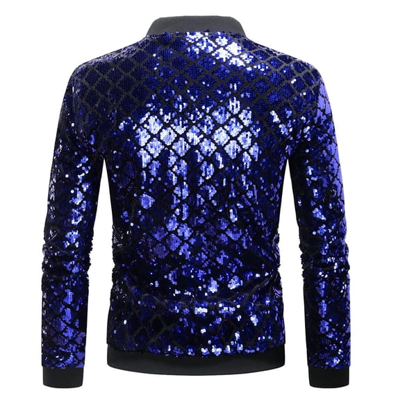 Mens Fashion Plaid Versatile Jacket Purchasing Mens Sequin Stand Collar Jacket
