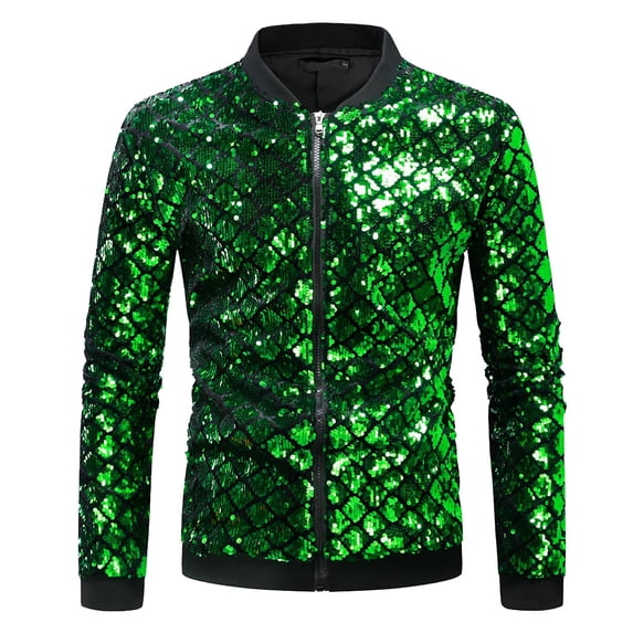 Mens Fashion Plaid Versatile Jacket Purchasing Mens Sequin Stand Collar Jacket