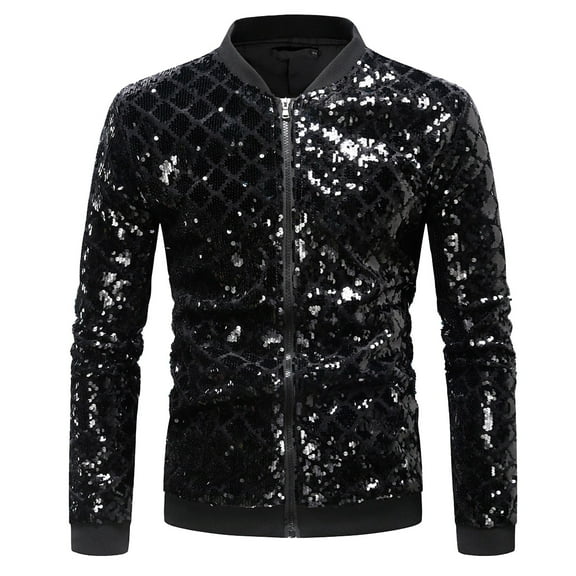 Mens Fashion Plaid Versatile Jacket Purchasing Mens Sequin Stand Collar Jacket