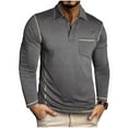 thumbnail image 1 of Mens Fashion Polo Shirts Cotton Classic Long Sleeve Basic Button Tees Stylish Tops Collared Golf Shirts with Pocket, 1 of 5