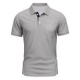 thumbnail image 1 of Mens Fashion Polo Shirts Cotton Classic Short Sleeve Thermal Button Shirt with Pocket Light Gray M, 1 of 5