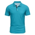 thumbnail image 1 of Mens Fashion Polo Shirts Cotton Classic Short Sleeve Thermal Button Shirt with Pocket Turquoise 3XL, 1 of 5