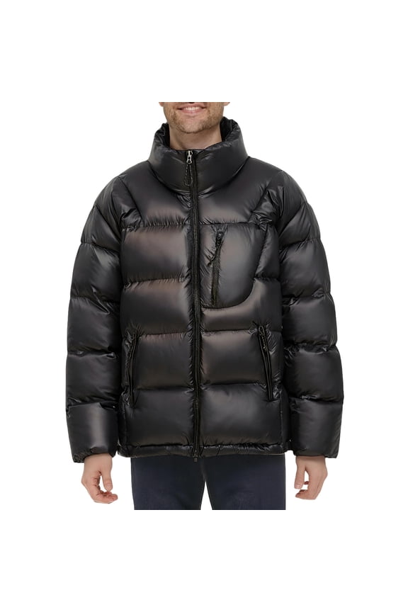Mens Fashion Quilted Puffer Jacket Thicken Padded Winter Coats Casual Zip Up Stand Collar Bubble Coat Outerwear Trendy 2025 Down Jackets Wind Resistant Windbreaker Sweater Jacket