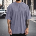 thumbnail image 1 of Mens Fashion Short Sleeve Tshirts Solid Color Oversized T-shirts for Men Summer Basic Short Sleeve Loose Fit Tops Dark Gray XXXXXL, 1 of 4