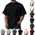 thumbnail image 1 of Mens Fashion Short Sleeve Tshirts Workout Oversize Pullover Solid Color Casual Tees Black M, 1 of 5