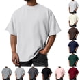 thumbnail image 1 of Mens Fashion Short Sleeve Tshirts Workout Oversize Pullover Solid Color Casual Tees Silver XL, 1 of 5