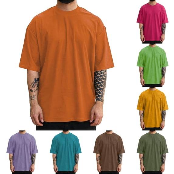 Mens Fashion Short Sleeve Tshirts Workout Oversize Pullover Solid Color Casual Tees V Neck T Shirts for Men XL