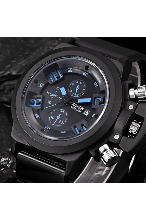 Mens Fashion Silica Sport Date Chronograph Analog Quartz Wrist Watch Mother's Day Birthday Anniversary Gifts for Mom Of The Day