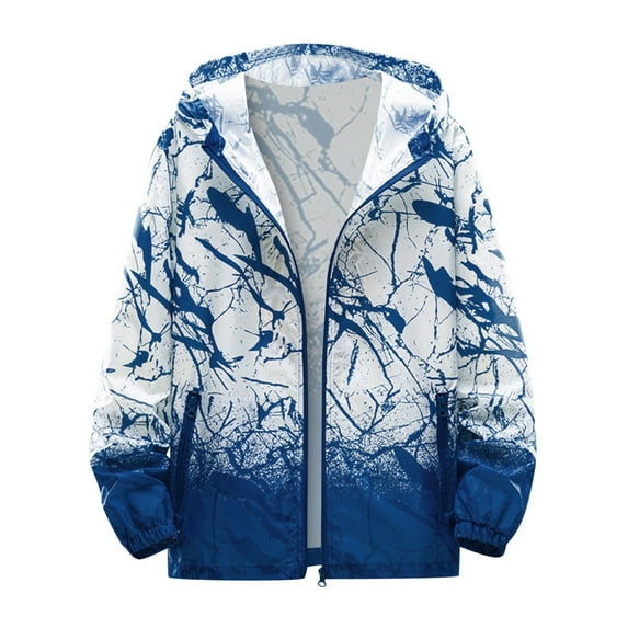 Mens Fashion Simple Colorful Gradient Surface Pocket Cardigan Zipper Sweater Jacket Raincoat with Hood for Men down Jackets for Men Work Winter Thin Jacket for Men Outerwear Jackets Coats Mens Fall