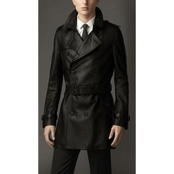 Mens Fashion Single Breasted Black Leather Blazer SouthBeachLeather