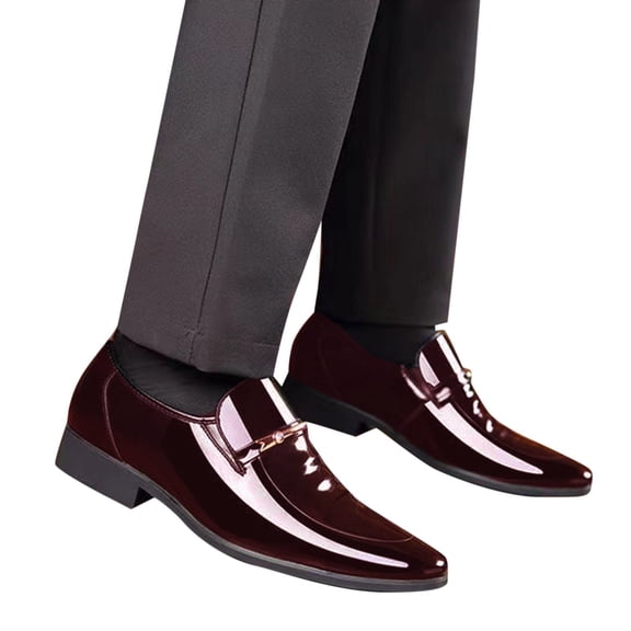 Mens Fashion Slip On Patent Leather Loafers Comfortable Wedding Formal Shoes Wide Width Low Top Chelsea Boots