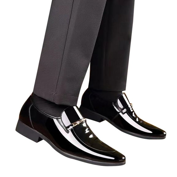 Mens Fashion Slip On Patent Leather Loafers Comfortable Wedding Formal Shoes Wide Width Low Top Chelsea Boots