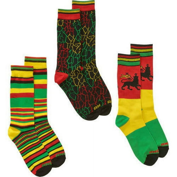 Mens Fashion Socks Rasta, 3 Pack
