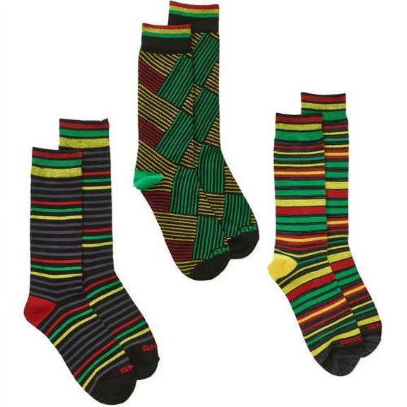Mens Fashion Socks Rasta, 3 Pack