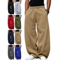 thumbnail image 1 of Mens Fashion Sweatpants Warm Pocket Bandage Elastic Waist Solid Color Casual And Fashionable Full Length Pants, 1 of 7