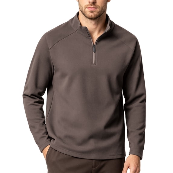 Mens Fashion Sweatshirt Quarter Zip Long Sleeve Solid Color Stand Collar Casual Golf Pullover Sweatshirts