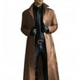 thumbnail image 1 of Mens Fashion Temperament Solid Color Casual Lapel Single Breasted Long Sleeve Leather Coat SouthBeachLeather Khaki x-large, 1 of 3