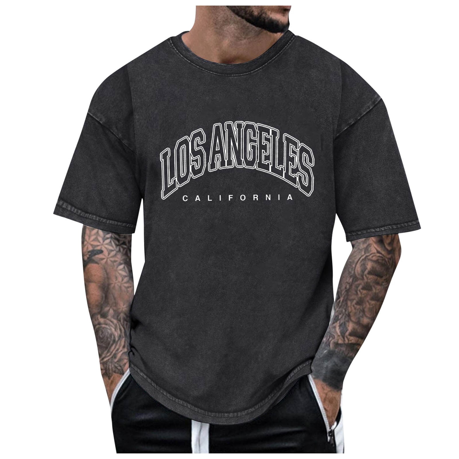 Mens Fashionable Casual Soft And Comfortable Pure Cotton Round Neck