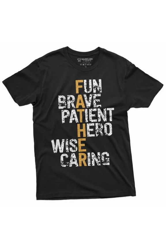 Mens Father Definition Shirt Father'S Day Brave Patient Hero Wise Caring Dad Tee S-5Xl Birthday Gifts; For Men & Women, Vintage Birthday Gift