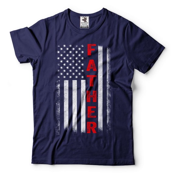 Mens Father Patriotic Shirt USA Flag Patriotic Tee Father's Day Patriotic Shirt American Dad Shirt (Large Navy Blue)
